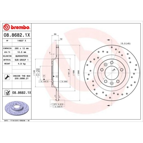 BREMBO Bremsscheibe XTRA LINE - Xtra