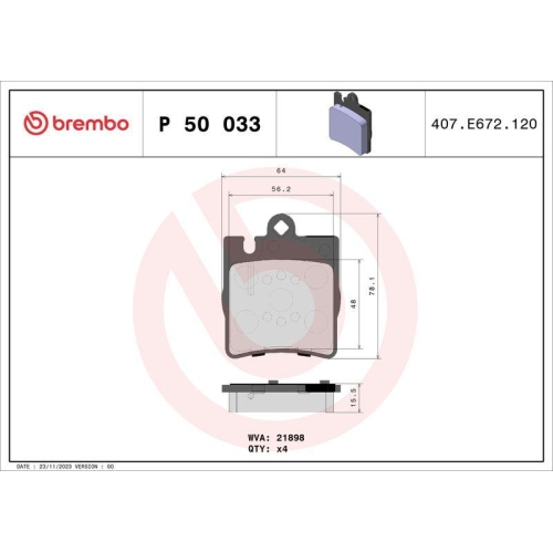 BREMBO Bremsbelagsatz, Scheibenbremse PRIME LINE