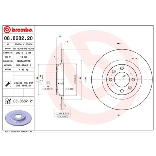 BREMBO Bremsscheibe PRIME LINE - UV Coated