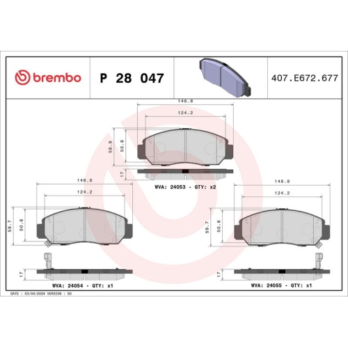 BREMBO Bremsbelagsatz, Scheibenbremse PRIME LINE