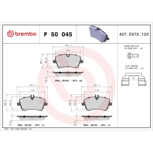 BREMBO Bremsbelagsatz, Scheibenbremse PRIME LINE