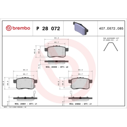 BREMBO Bremsbelagsatz, Scheibenbremse XTRA LINE