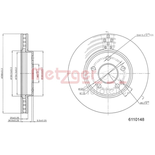 METZGER Bremsscheibe GREENPARTS