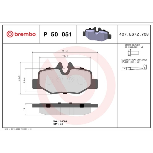 BREMBO Bremsbelagsatz, Scheibenbremse PRIME LINE