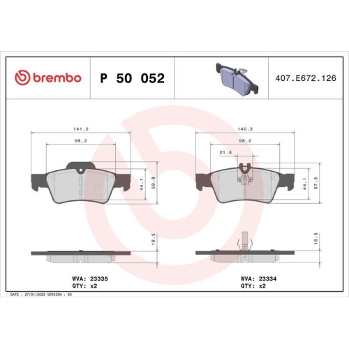 BREMBO Bremsbelagsatz, Scheibenbremse PRIME LINE