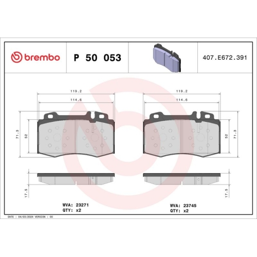 BREMBO Bremsbelagsatz, Scheibenbremse PRIME LINE