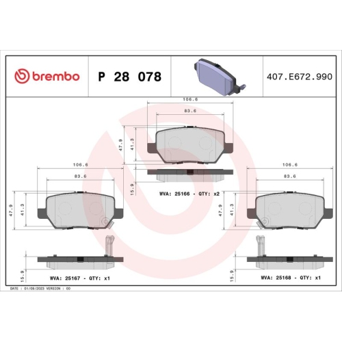 BREMBO Bremsbelagsatz, Scheibenbremse PRIME LINE