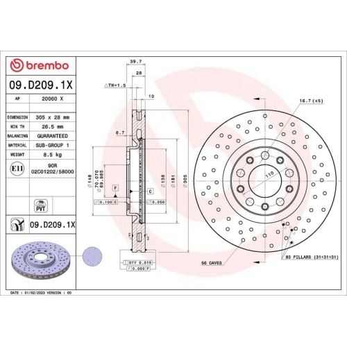 BREMBO Bremsscheibe XTRA LINE - Xtra