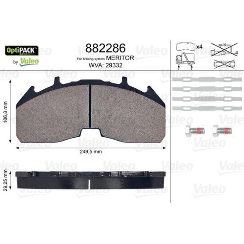 VALEO Bremsbelagsatz, Scheibenbremse OPTIPACK