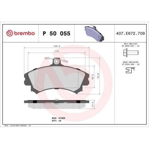 BREMBO Bremsbelagsatz, Scheibenbremse PRIME LINE