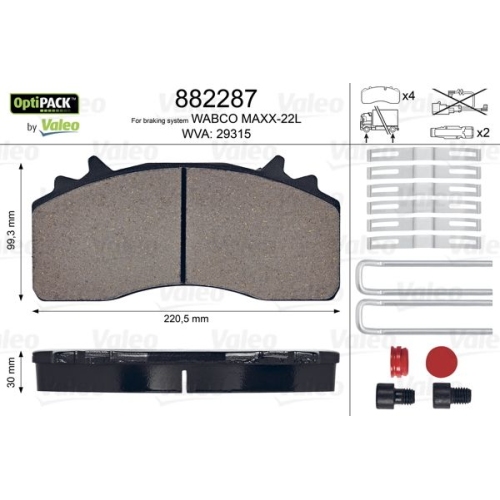 VALEO Bremsbelagsatz, Scheibenbremse OPTIPACK