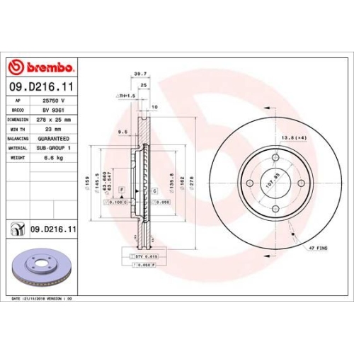 BREMBO Bremsscheibe PRIME LINE - UV Coated