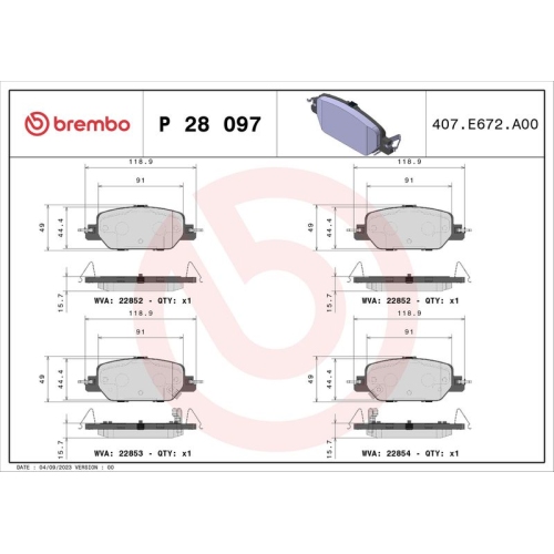 BREMBO Bremsbelagsatz, Scheibenbremse PRIME LINE