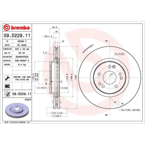 BREMBO Bremsscheibe PRIME LINE - UV Coated