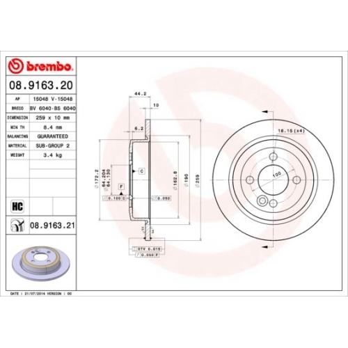 BREMBO Bremsscheibe PRIME LINE - UV Coated