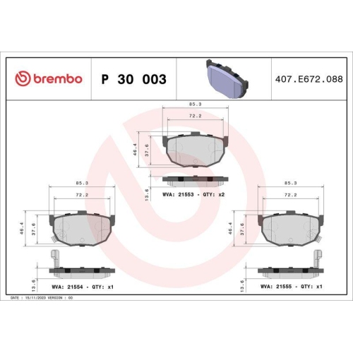 BREMBO Bremsbelagsatz, Scheibenbremse PRIME LINE