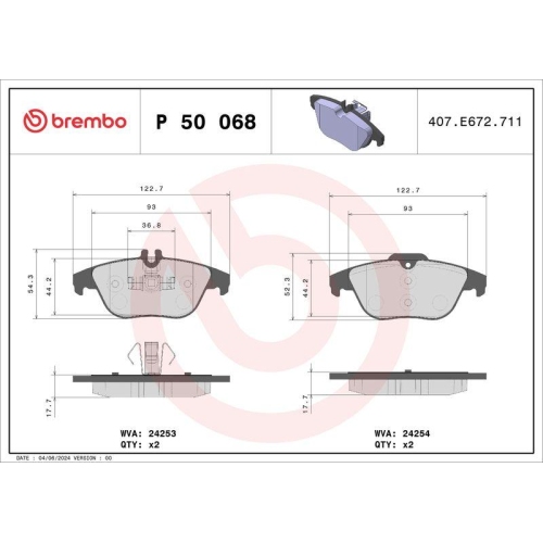 BREMBO Bremsbelagsatz, Scheibenbremse PRIME LINE