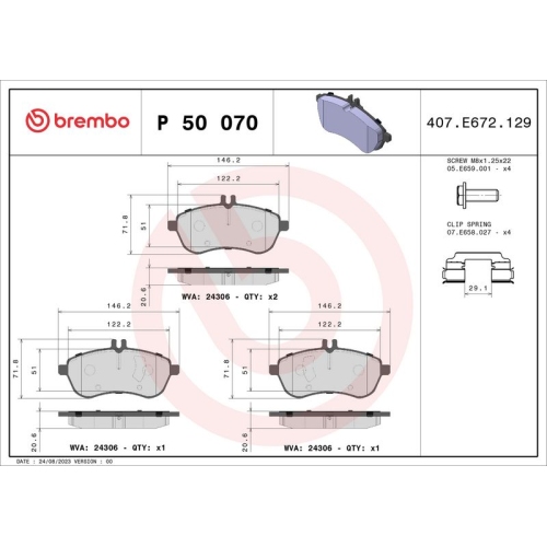 BREMBO Bremsbelagsatz, Scheibenbremse PRIME LINE