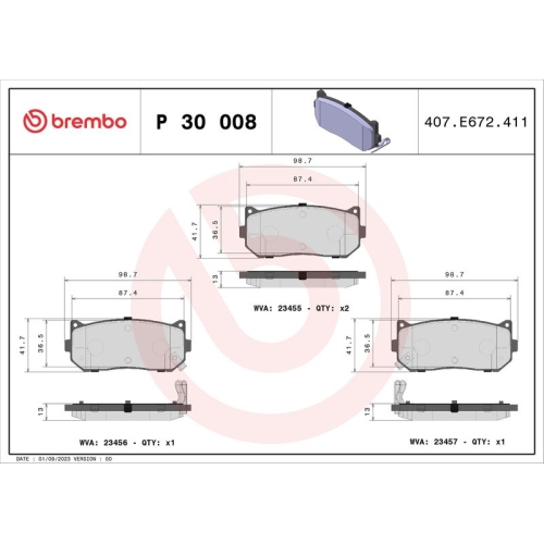 BREMBO Bremsbelagsatz, Scheibenbremse PRIME LINE