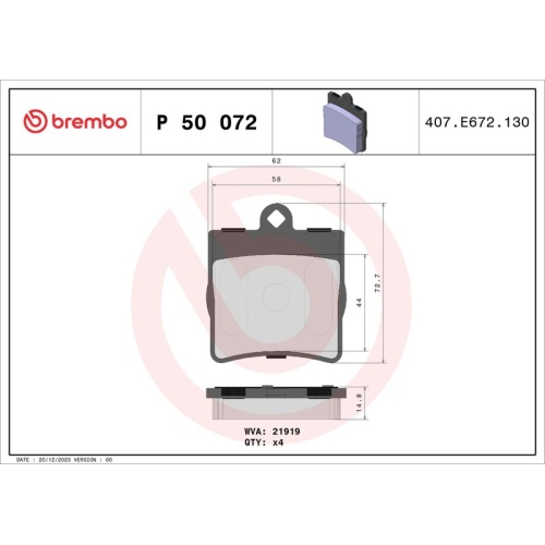 BREMBO Bremsbelagsatz, Scheibenbremse PRIME LINE