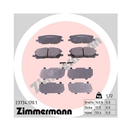 ZIMMERMANN Bremsbelagsatz, Scheibenbremse