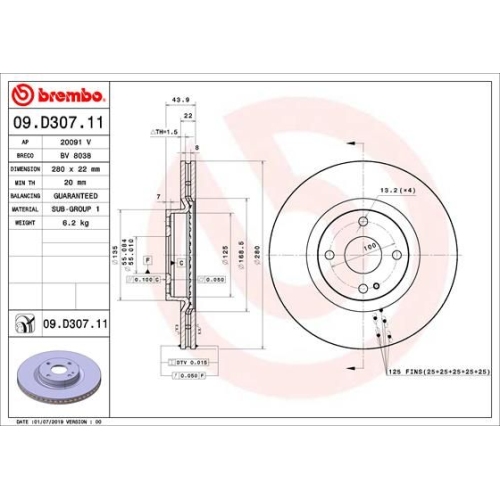 BREMBO Bremsscheibe PRIME LINE - UV Coated