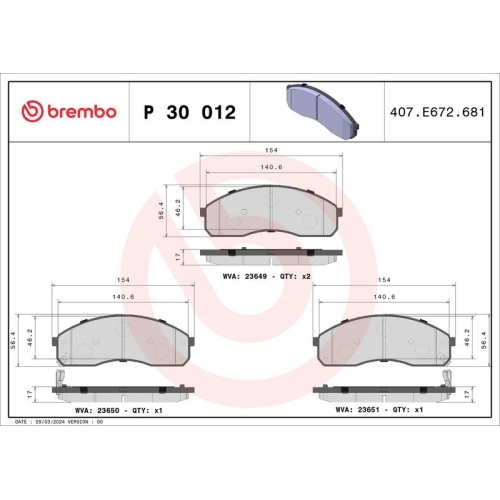 BREMBO Bremsbelagsatz, Scheibenbremse PRIME LINE