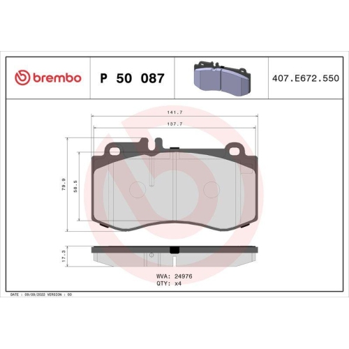 BREMBO Bremsbelagsatz, Scheibenbremse PRIME LINE