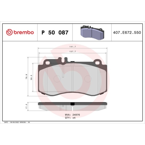 BREMBO Bremsbelagsatz, Scheibenbremse PRIME LINE