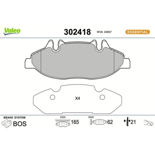 VALEO Bremsbelagsatz, Scheibenbremse ESSENTIAL
