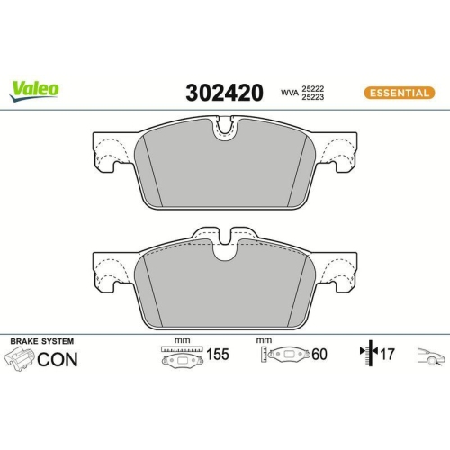 VALEO Bremsbelagsatz, Scheibenbremse ESSENTIAL