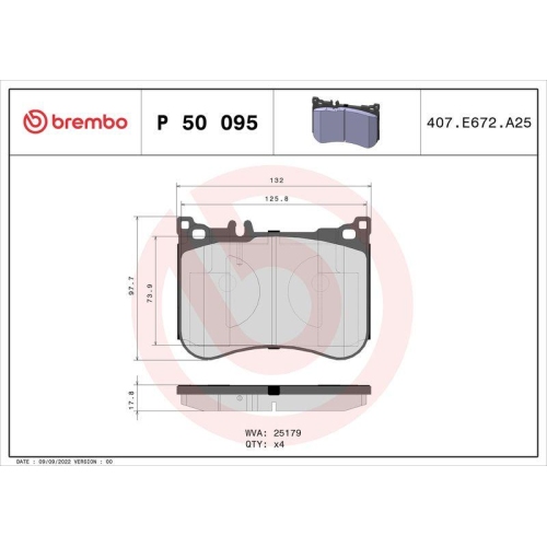 BREMBO Bremsbelagsatz, Scheibenbremse PRIME LINE