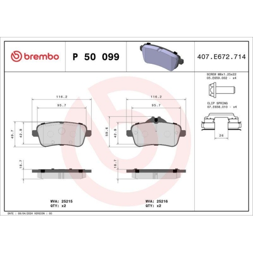 BREMBO Bremsbelagsatz, Scheibenbremse PRIME LINE