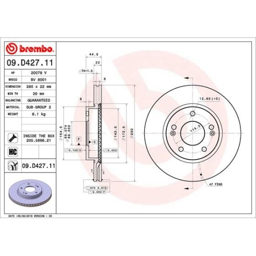 BREMBO Bremsscheibe PRIME LINE - UV Coated