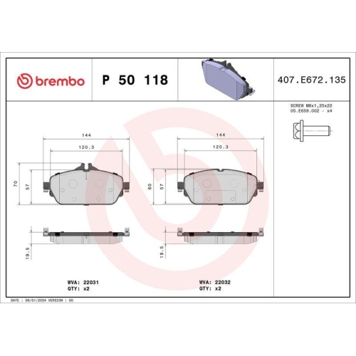 BREMBO Bremsbelagsatz, Scheibenbremse PRIME LINE