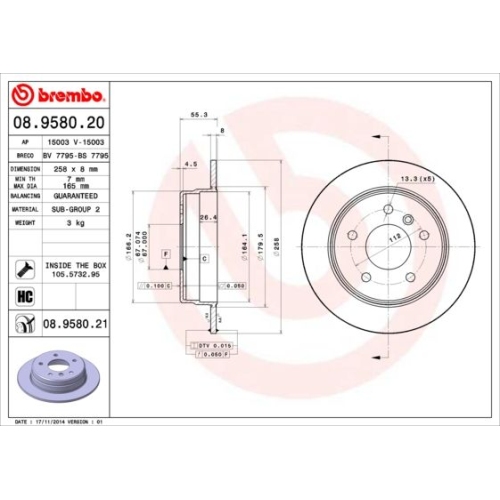 BREMBO Bremsscheibe PRIME LINE - UV Coated