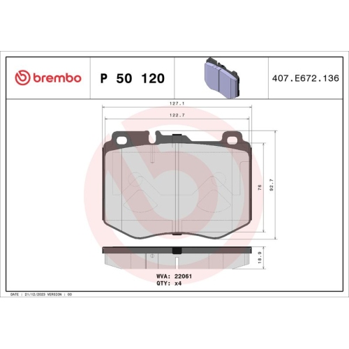 BREMBO Bremsbelagsatz, Scheibenbremse PRIME LINE