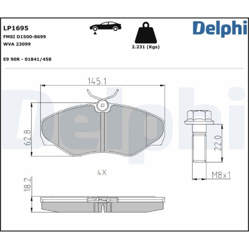 DELPHI Bremsbelagsatz, Scheibenbremse