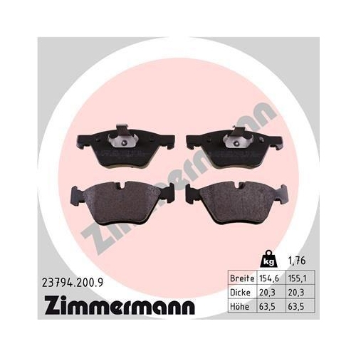 ZIMMERMANN Bremsbelagsatz, Scheibenbremse pb:z