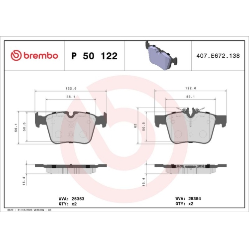 BREMBO Bremsbelagsatz, Scheibenbremse PRIME LINE