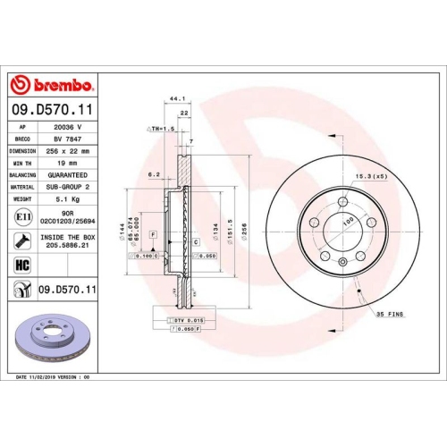 BREMBO Bremsscheibe PRIME LINE - UV Coated