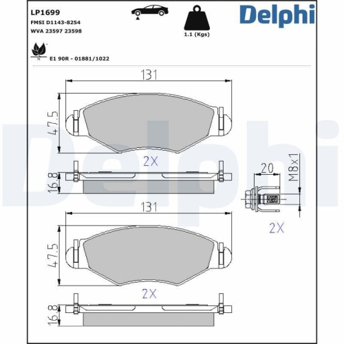 DELPHI Bremsbelagsatz, Scheibenbremse