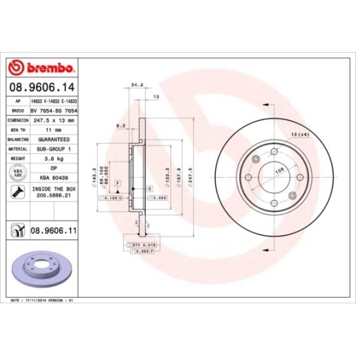 BREMBO Bremsscheibe PRIME LINE - UV Coated