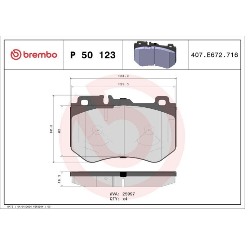 BREMBO Bremsbelagsatz, Scheibenbremse PRIME LINE