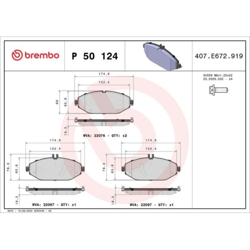 BREMBO Bremsbelagsatz, Scheibenbremse PRIME LINE