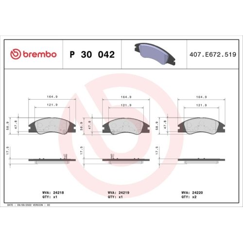 BREMBO Bremsbelagsatz, Scheibenbremse PRIME LINE