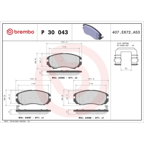 BREMBO Bremsbelagsatz, Scheibenbremse PRIME LINE