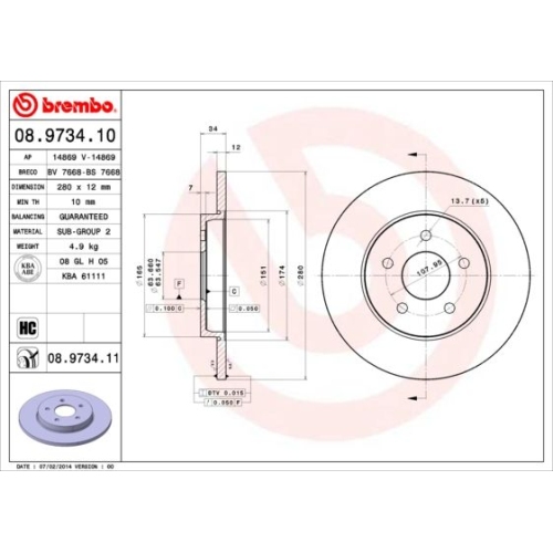 BREMBO Bremsscheibe PRIME LINE - UV Coated