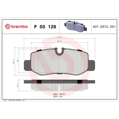 BREMBO Bremsbelagsatz, Scheibenbremse PRIME LINE