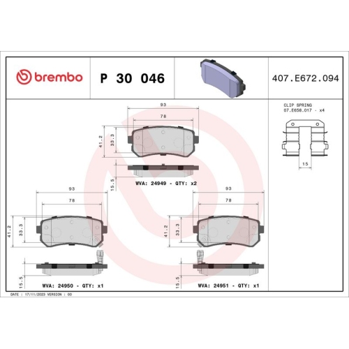 BREMBO Bremsbelagsatz, Scheibenbremse PRIME LINE